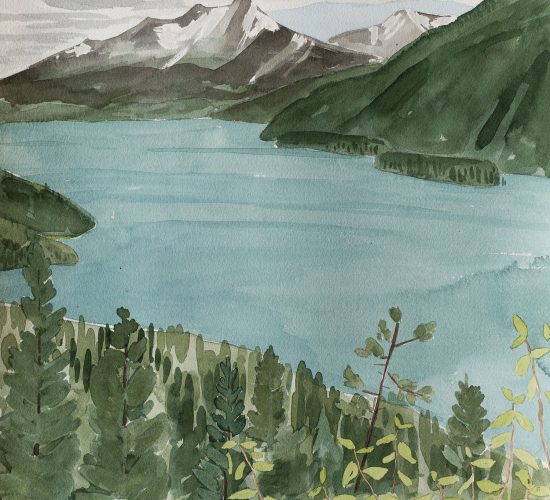 View Point is a watercolour landscape of BC's Muncho Lake
