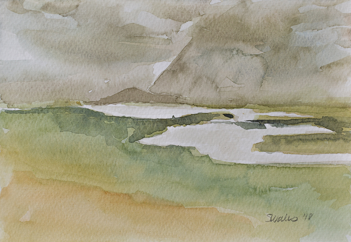A watercolour painting of the Galbraith Lake area of Northern Alaska